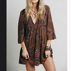 Bohemian Mini Dress with Bell Sleeves - Free People Heatwave Mini Dress